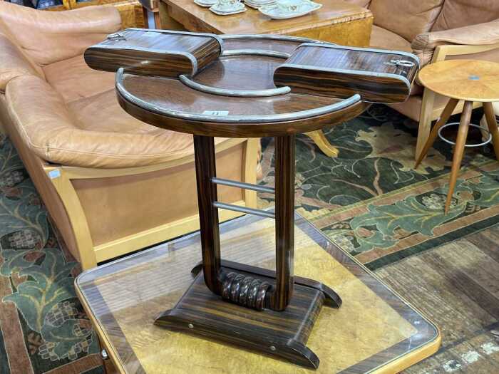 Art Deco rosewood and chrome smoker's table