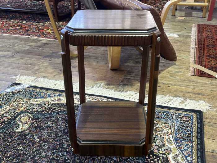 Art Deco walnut two tier side table