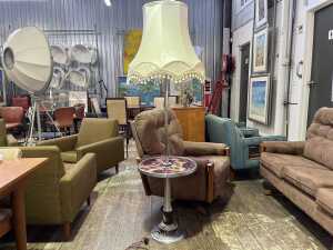 Art Deco combination standard lamp and side table