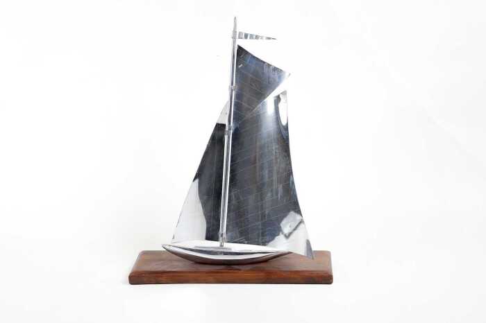Art Deco chrome-plated sailing yacht figure.