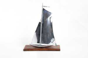 Art Deco chrome-plated sailing yacht figure.
