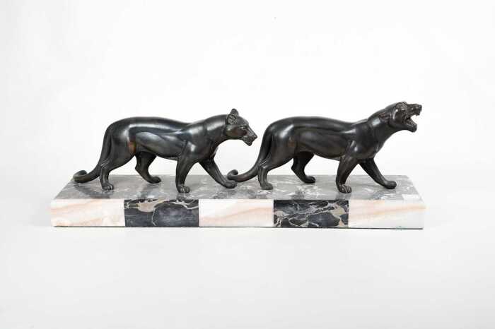 Art Deco sculpture of panthers