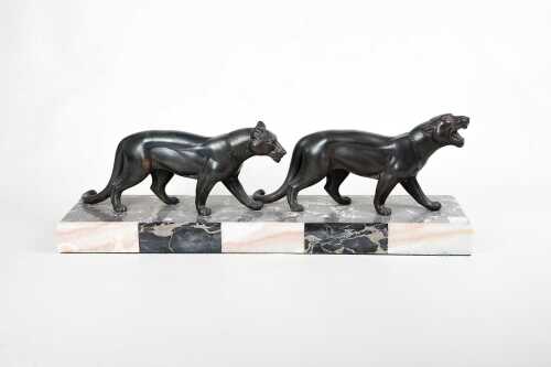 Art Deco sculpture of panthers