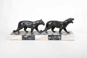 Art Deco sculpture of panthers