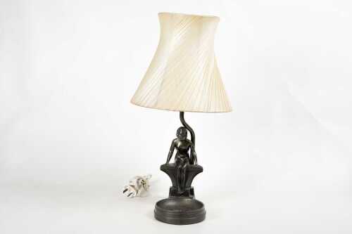 American Art Deco cast spelter figural lamp by NuArt of New York.