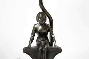 American Art Deco cast spelter figural lamp by NuArt of New York. - 4