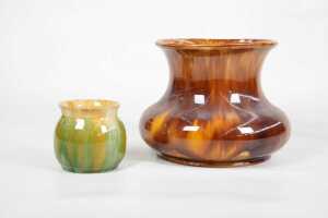 Two Australian drip-glaze pottery vases