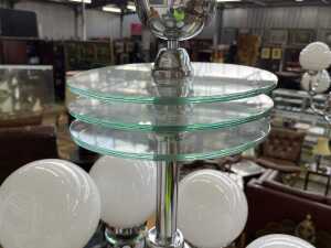 Art Deco chrome six-arm pendant light - 3