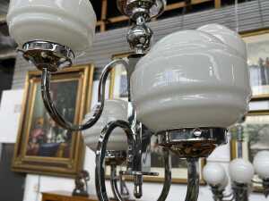 Art Deco chrome four-arm pendant light - 3