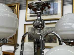 Art Deco chrome four-arm pendant light - 4