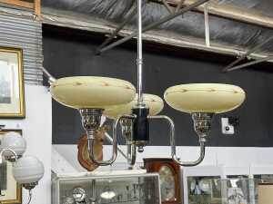 Art Deco three-arm pendant light