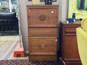 Pair of Burgess mid-century teak bedside tables
