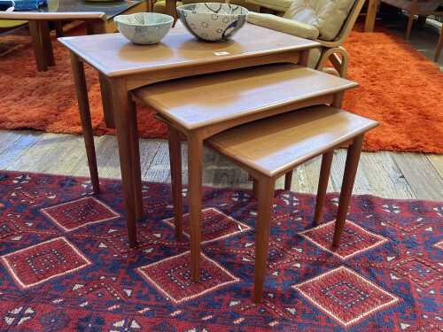 Parker Nordic mid-century nest of three teak tables