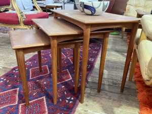 Parker Nordic mid-century nest of three teak tables - 3
