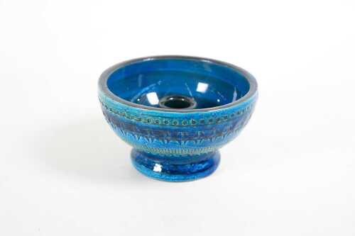 A Bitossi mid-century Blue Rimini ceramic candlestick