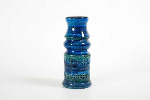A Bitossi mid-century Blue Rimini ceramic vase