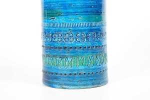 A Bitossi mid-century ceramic cylinder vase in Rimini blue decor - 2