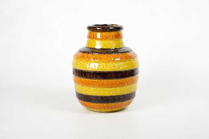 A Bitossi mid-century striped ceramic vase