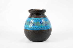 A Bitossi mid-century ceramic vase with a flower and leaves design.