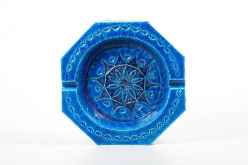 A Bitossi mid-century blue ceramic ashtray