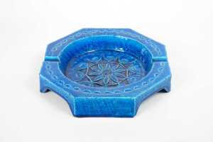 A Bitossi mid-century blue ceramic ashtray - 7