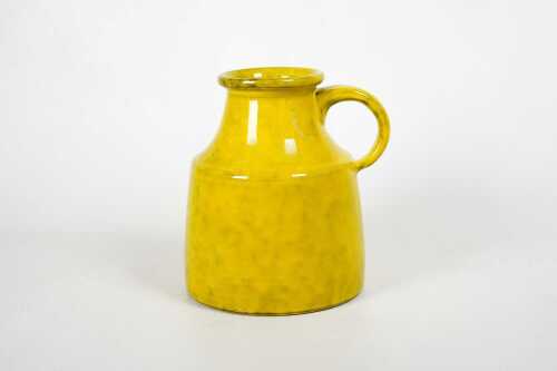 mid-century Italian glazed mottled lemon ceramic jug