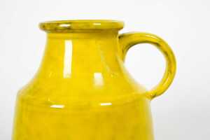 mid-century Italian glazed mottled lemon ceramic jug - 3