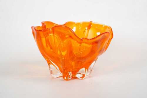 Japanese mid-century orange art glass vase