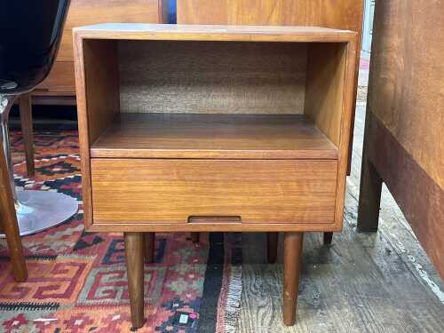 Hayson Mid century teak bedside table and beadhead