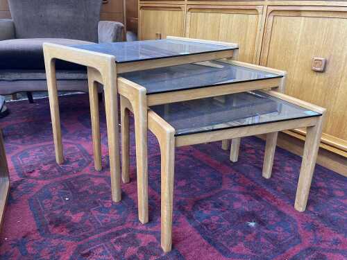 Noblett mid-century nest of three teak tables