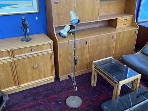 Gold tone twin head standard lamp