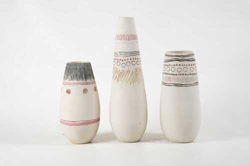 Three studio pottery vases