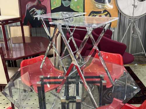Pair of folding side tables in the style of Charles Hollis Jones