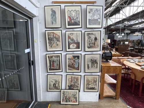 After Zdzisław Czermanski, set of 13 political caricatures of Marshal J&oacute;zef Piłsudski, lithographic prints on paper
