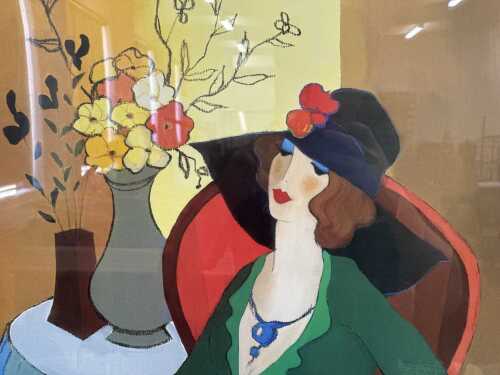 Itzchak (Isaac) Tarkay 1935-2012. Mixed media photolithograpic print on paper.