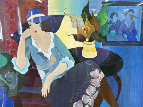 Itzchak (Isaac) Tarkay (1935-2012), Quiet Evening, 55/80. Silk screen print on paper.