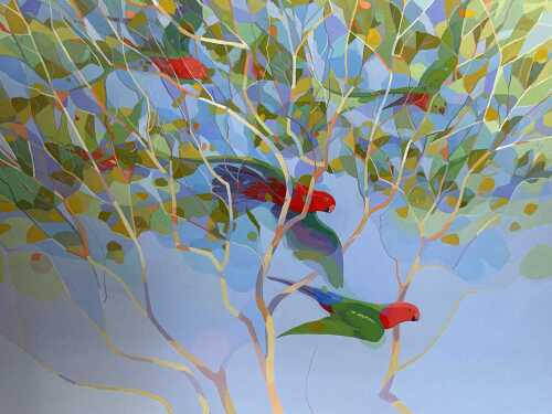 Lars Knudsen, King Parrot (Alisteris scapularis). Acrylic painting on board