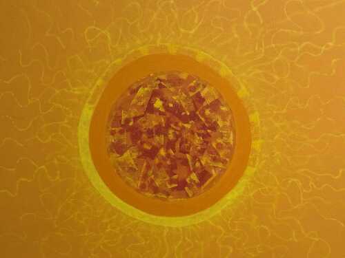 Artist unknown, sun. Mid-century oil painting on canvas