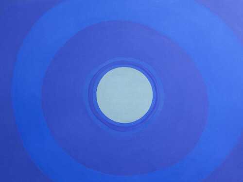 Artist unknown, moon. Mid-century oil painting on canvas