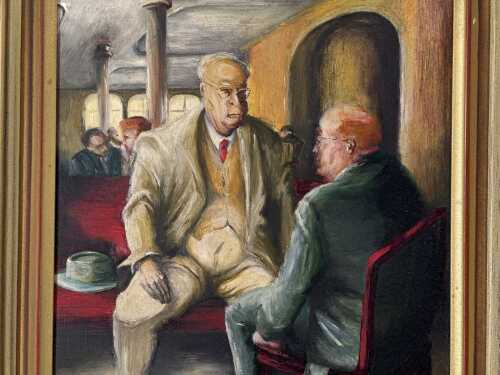 Gale, No. 4 'The Politicians', 1966. Oil painting on board