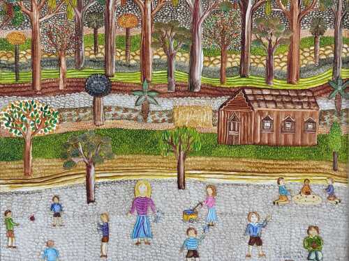 Tony Convey (1946-), The Children At Glen Wills, 1982. Oil painting on board