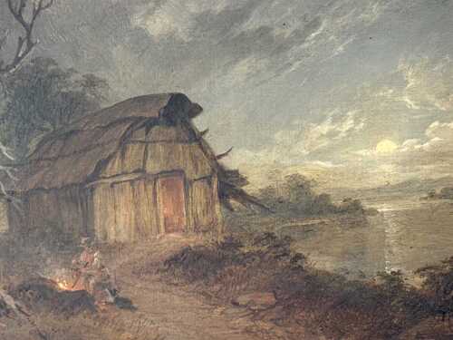 Artist unknown, Australian scene. Antique oil painting on board