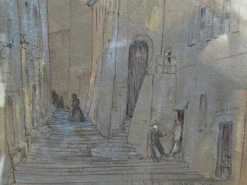 Daryl Ernest Lindsay (1890-1976), The Steps To The Church..., 1922. Watercolour painting on paper.