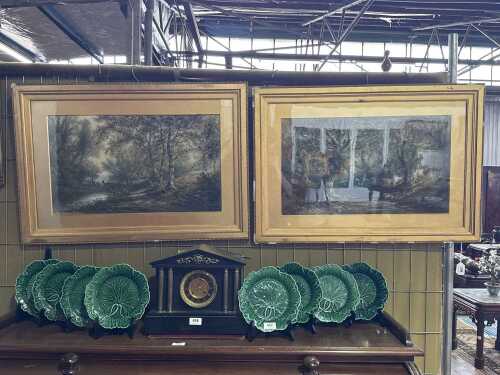 Warren Clarke, Forest Scenes, 1889 (2). Two antique watercolour paintings on paper