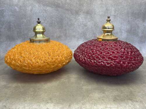 Two mid-century light shades.