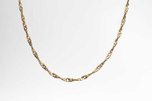 A fancy twist link necklace in 9 carat yellow gold.