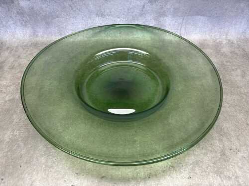 Vintage green blown art glass centrepiece bowl