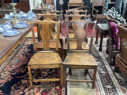 18th century set of six oak dining chairs