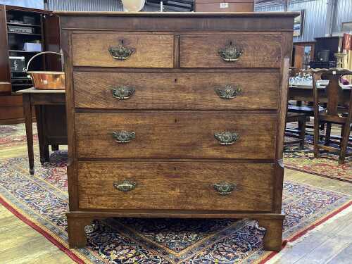 Georgian oak chest of five drawers