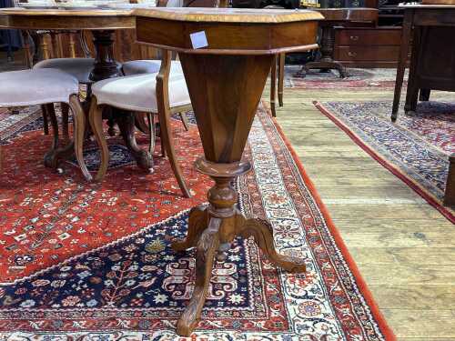 Victorian walnut games/work table